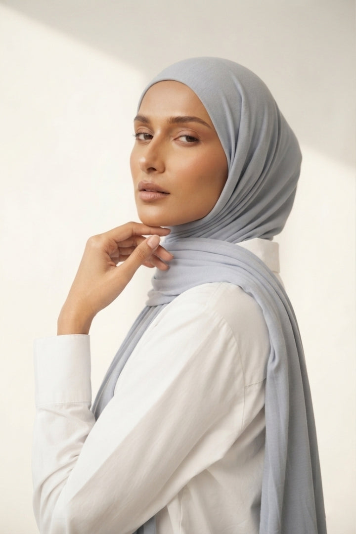 Plain Jersey Hijab - Silver