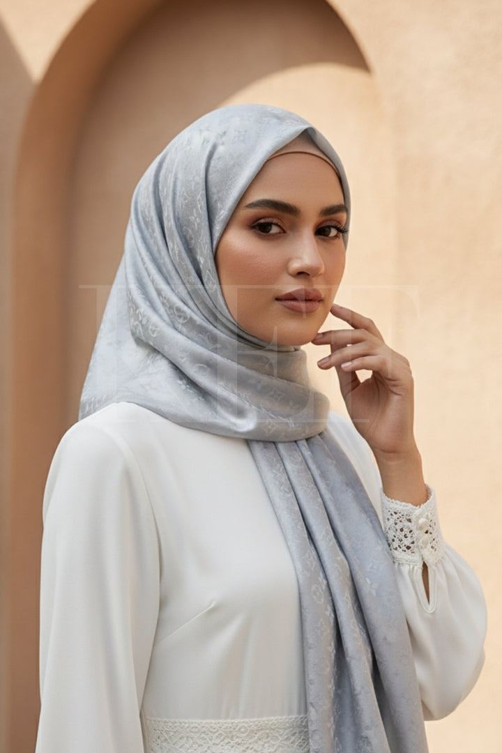LV Cashmere Hijab -  Silver
