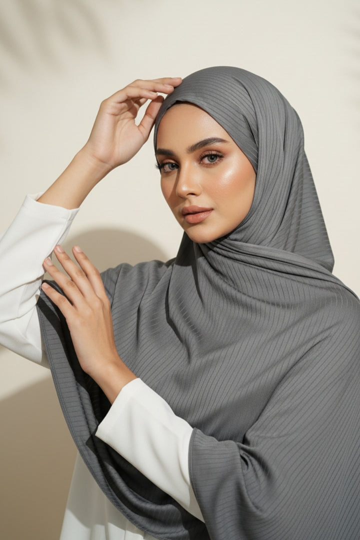 Linear Rib Jersey - Grey