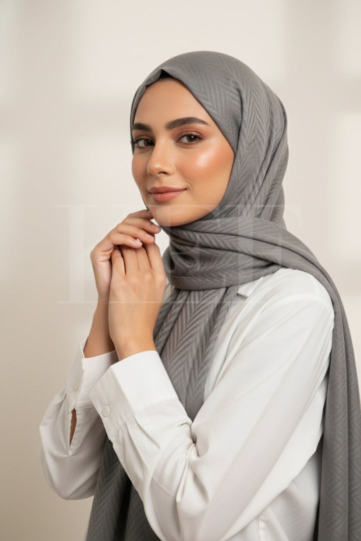 Patterned Cashmere - Smoky Grey