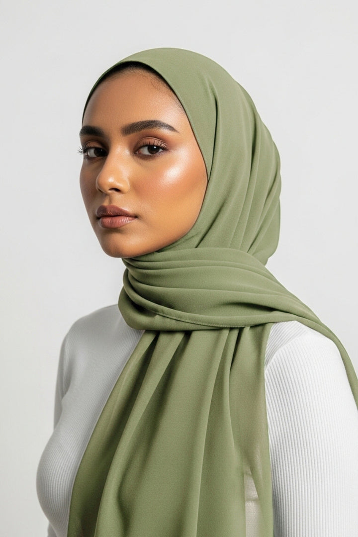 Georgette Hijab - Soft Green