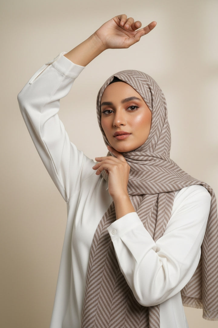 Classic Patterned Cashmere - Soft Mocha