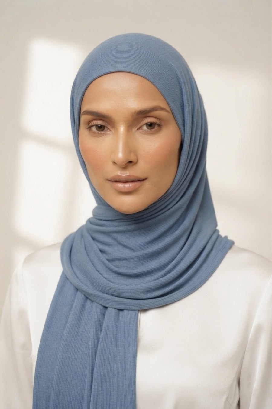 Textured Rib Jersey Hijab - Space Cadet