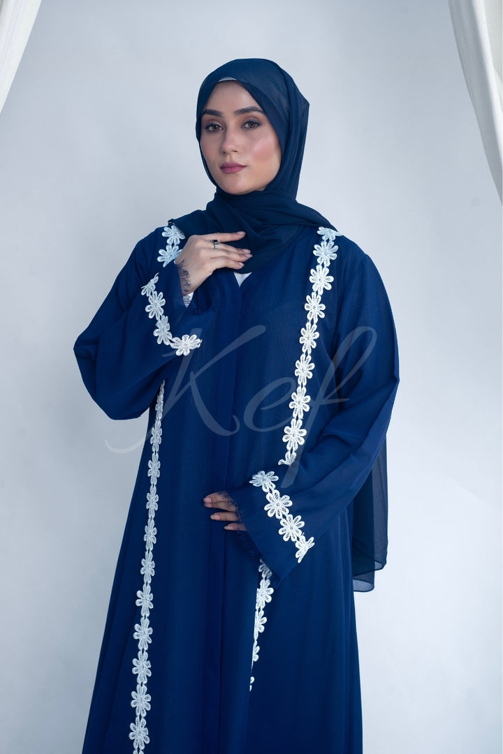 Laced Indigo Abaya