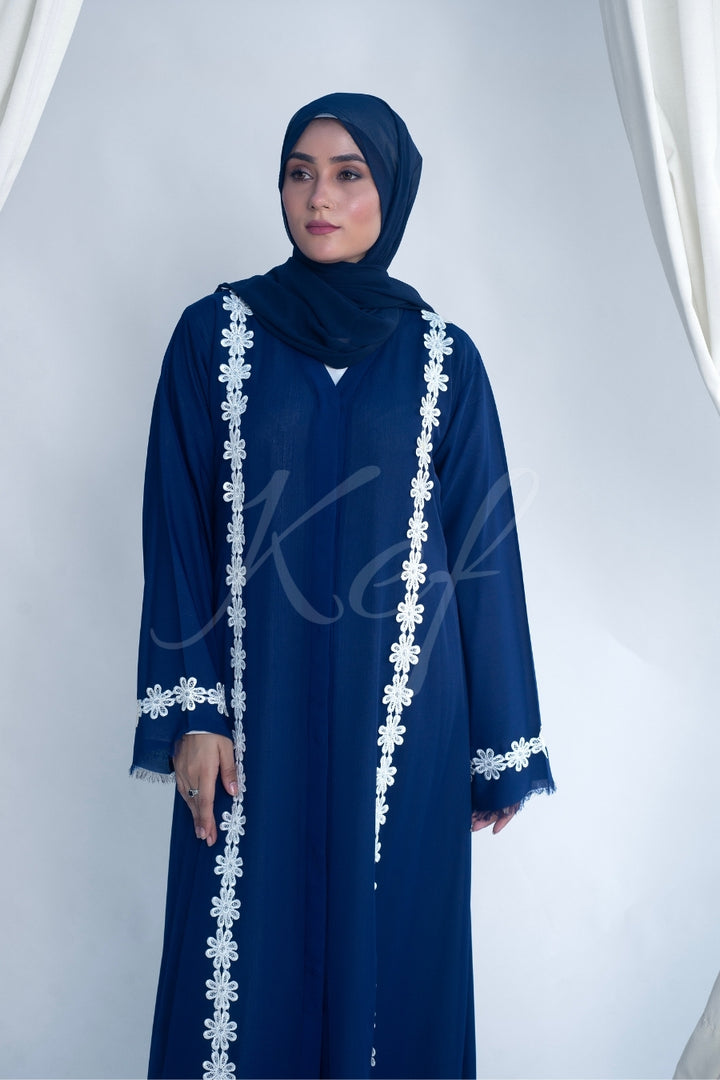 Laced Indigo Abaya