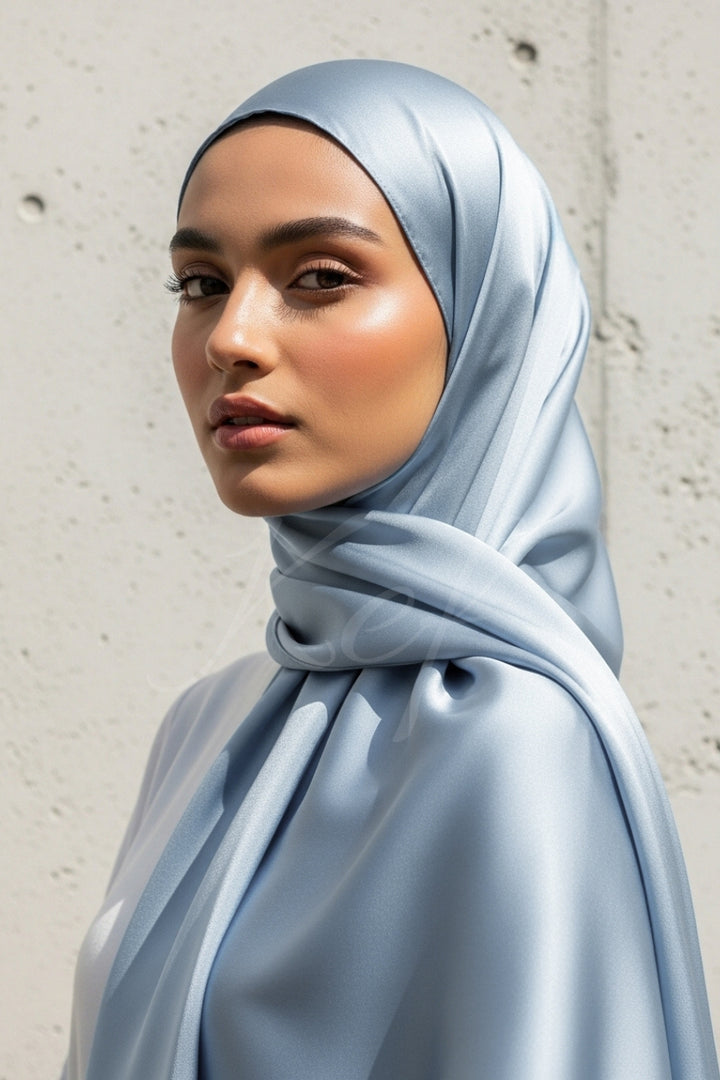 Plain Silk Hijab - Steel