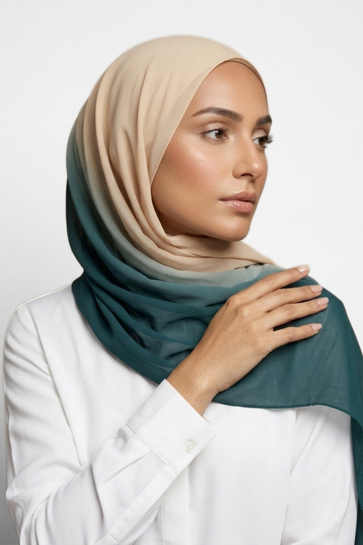 Ombre Georgette - Sunny Green