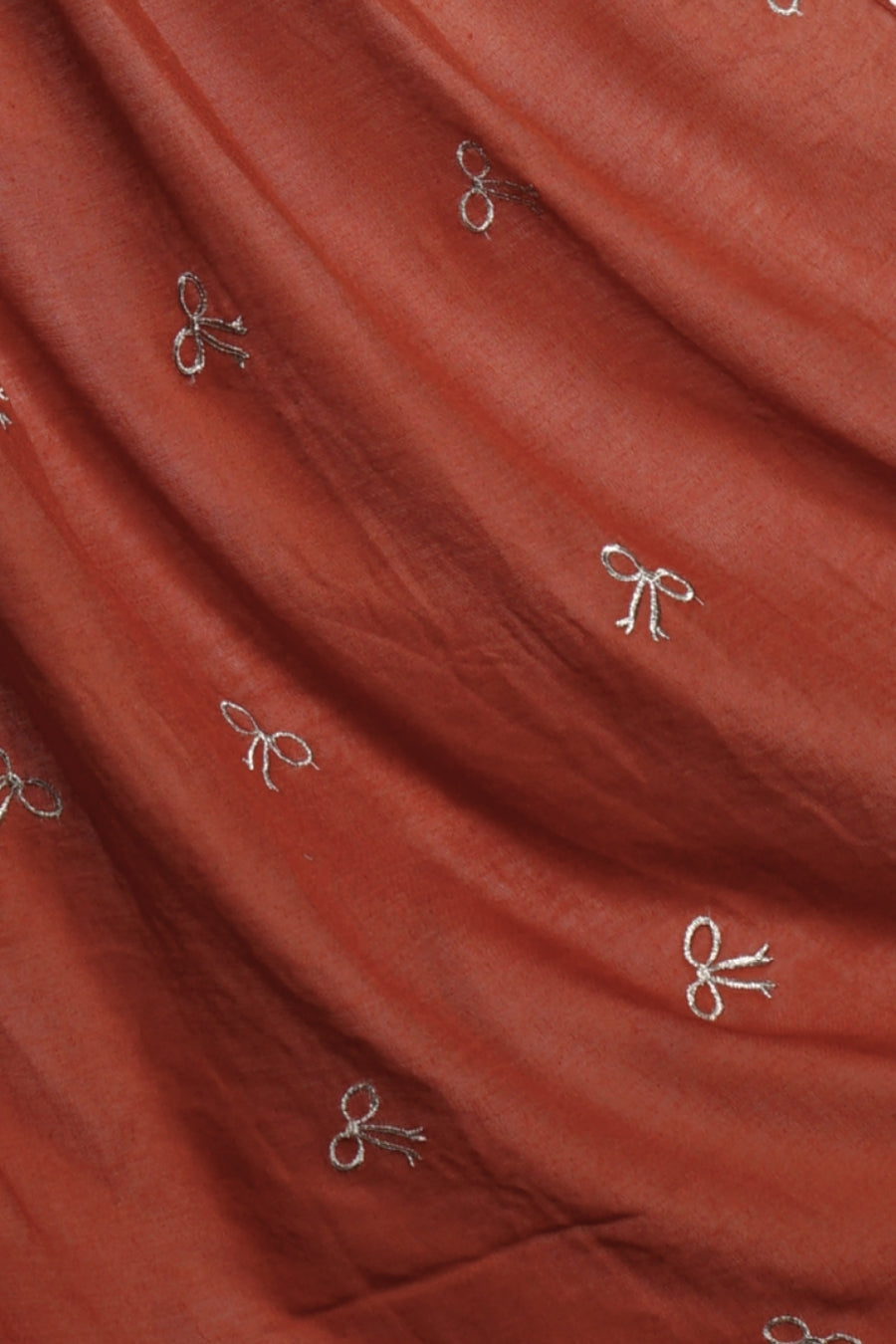 Bow Embroidery Lawn Hijab - Tan