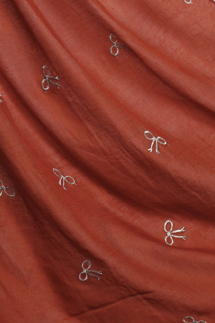Bow Embroidery Lawn Hijab - Tan