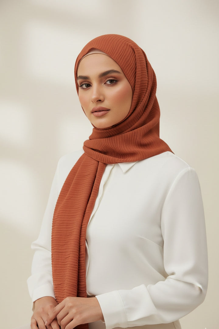 Crinkle Lawn Hijab - Tan