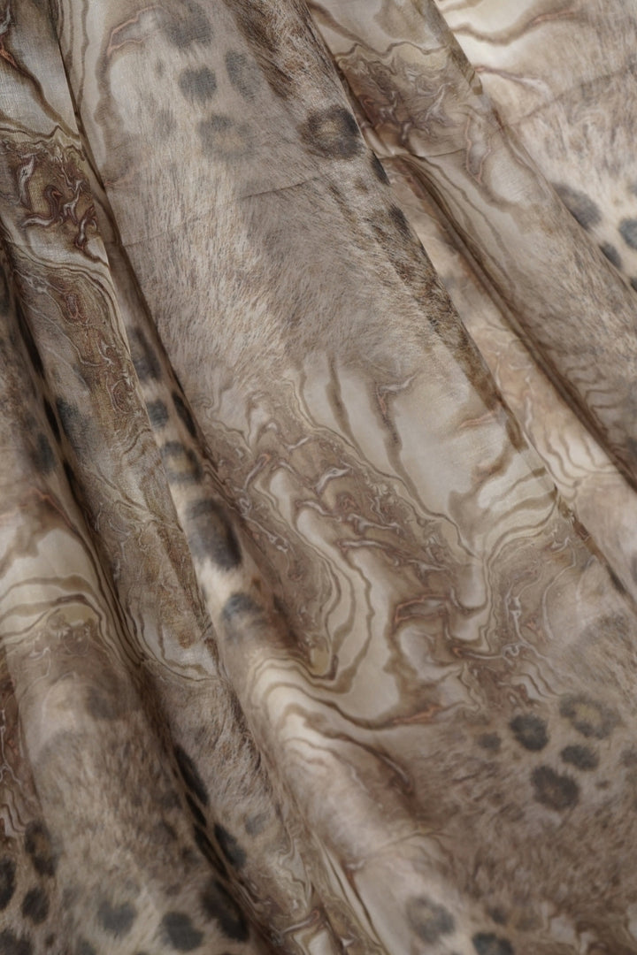 Safari Printed Lawn Hijab - Taupe Mosaic
