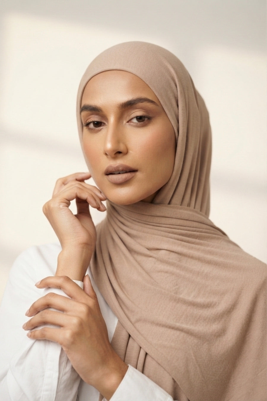 Plain Jersey Hijab - Taupe