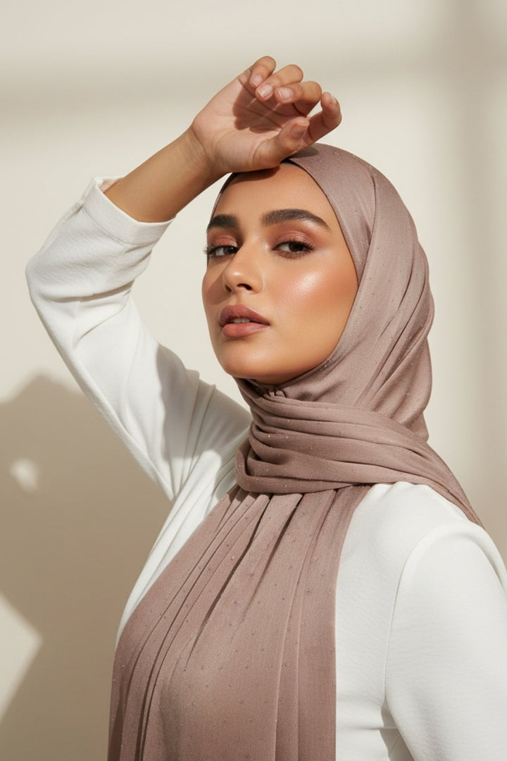 Dotted Matte Chiffon Hijab - Taupe