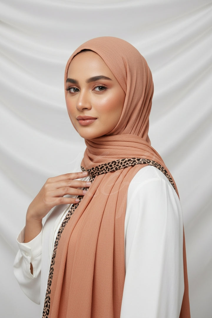 Pleated Crinkle Hijab - Tea