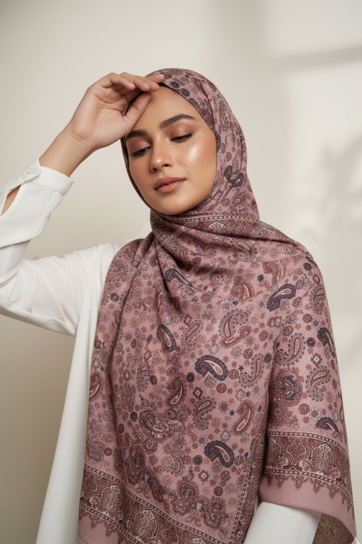 Printed Floral Lawn Hijab - Terra Petal
