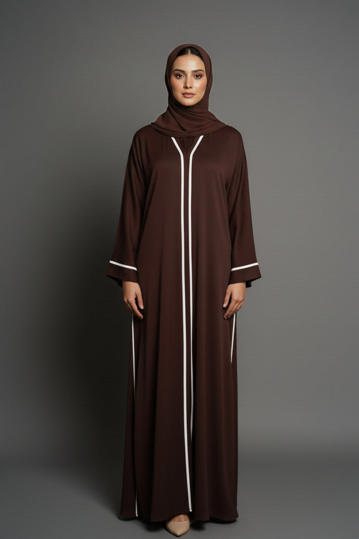 Textured Brown Stripes Abaya