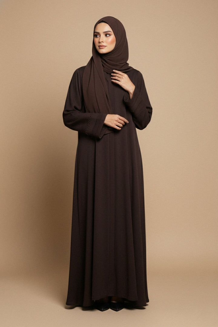 Textured Dark Brown Abaya