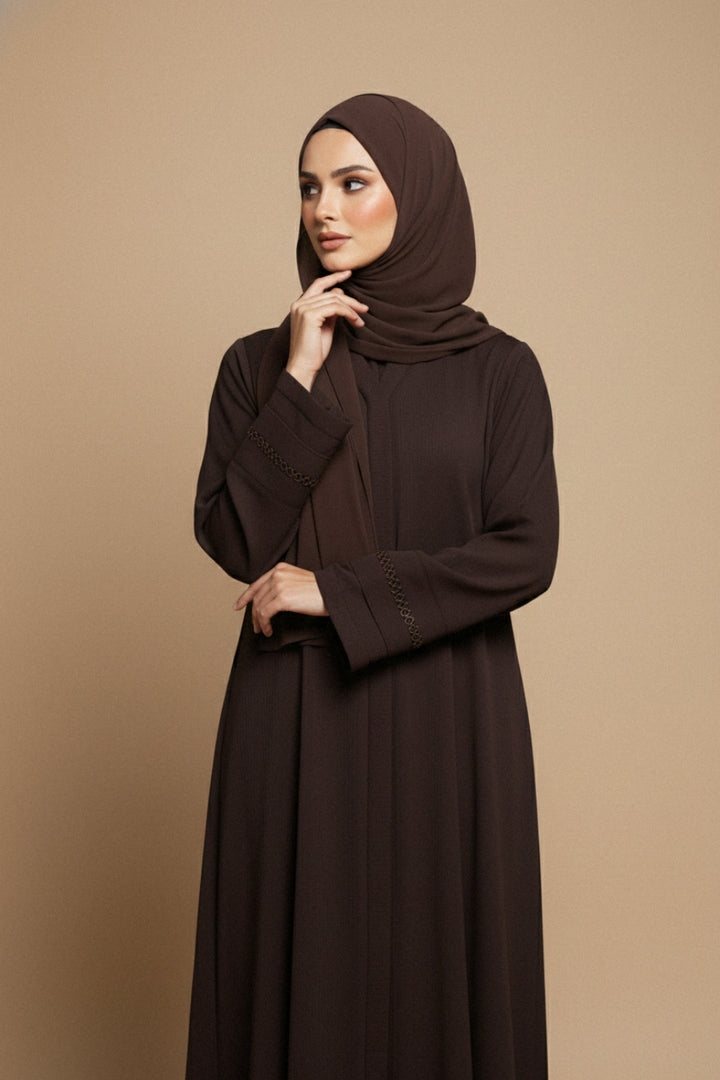 Textured Dark Brown Abaya