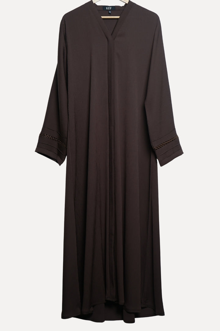 Textured Dark Brown Abaya