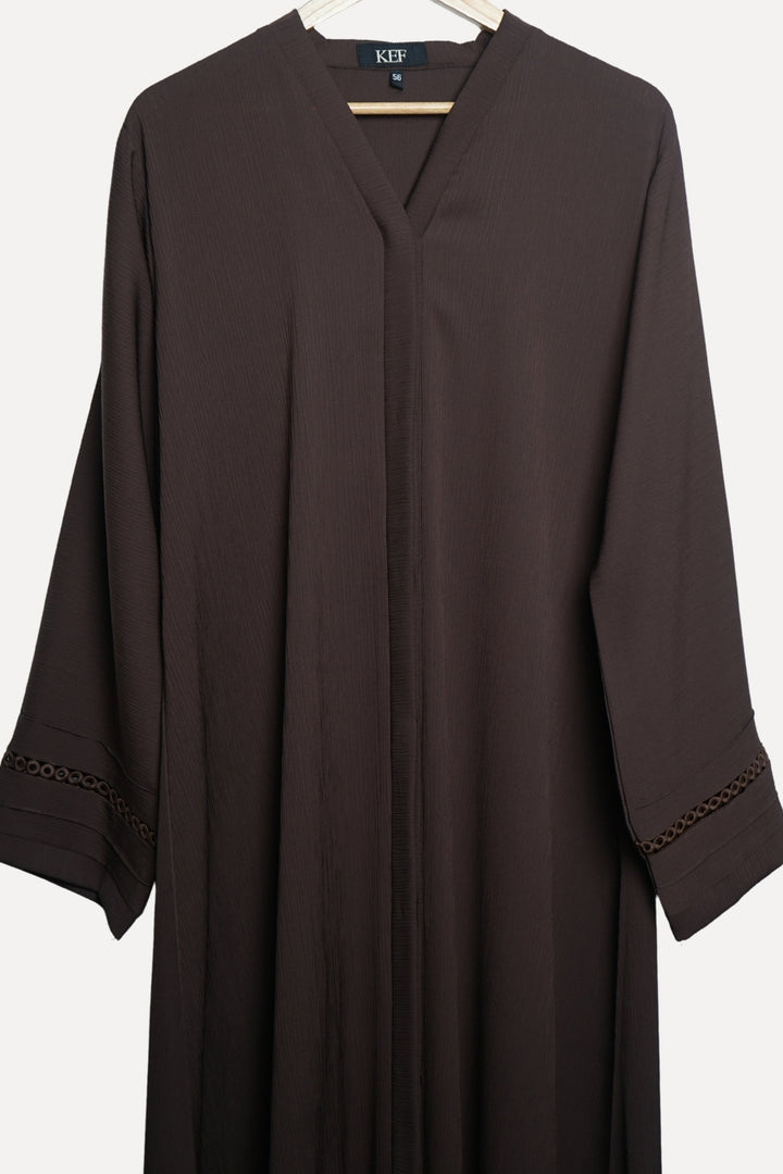 Textured Dark Brown Abaya
