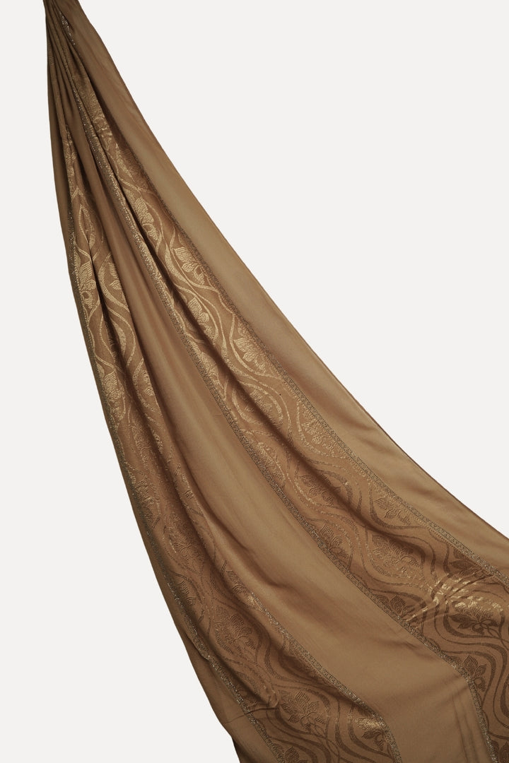 Striped Embroidery Chiffon - Toffee