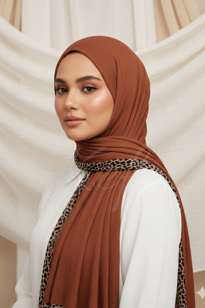 Pleated Crinkle Hijab - Toffee