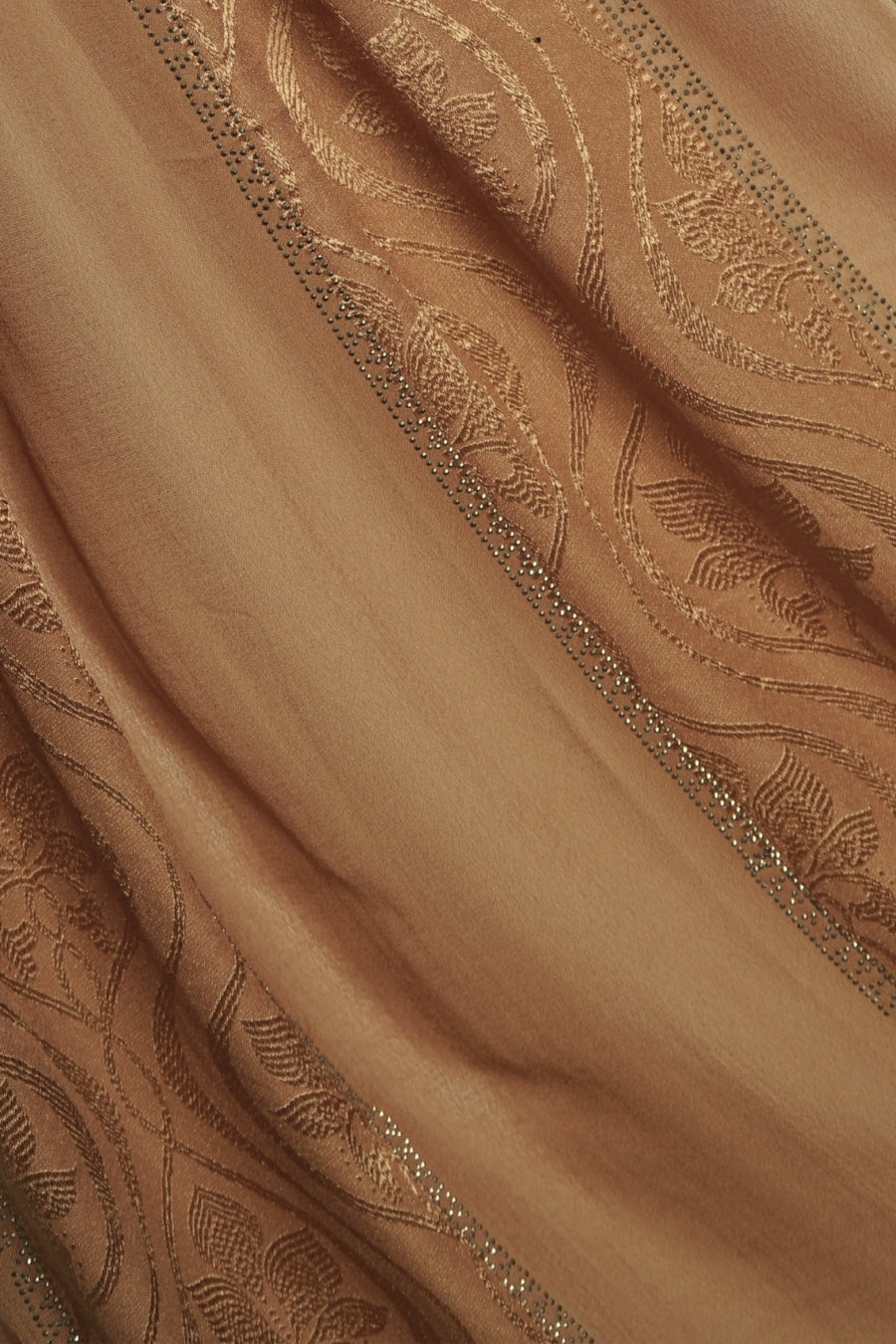 Striped Embroidery Chiffon - Toffee