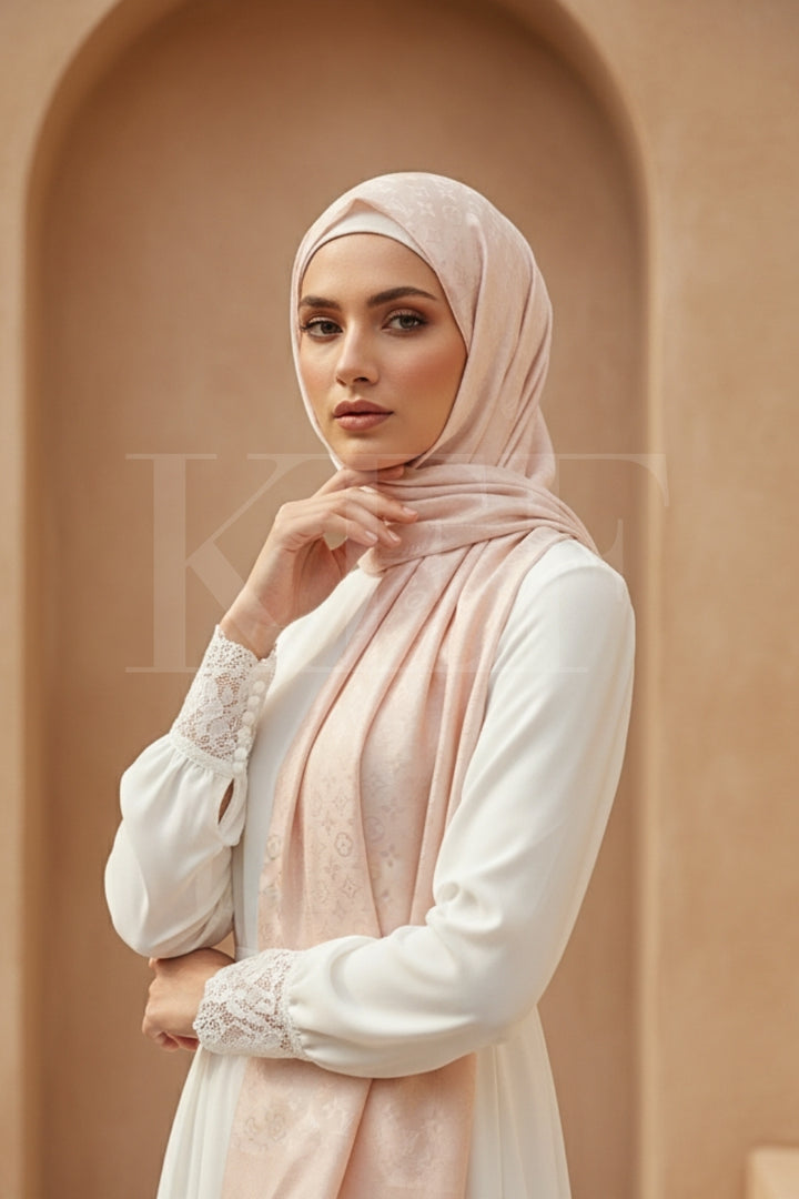 LV Cashmere Hijab -  Unbleached Silk