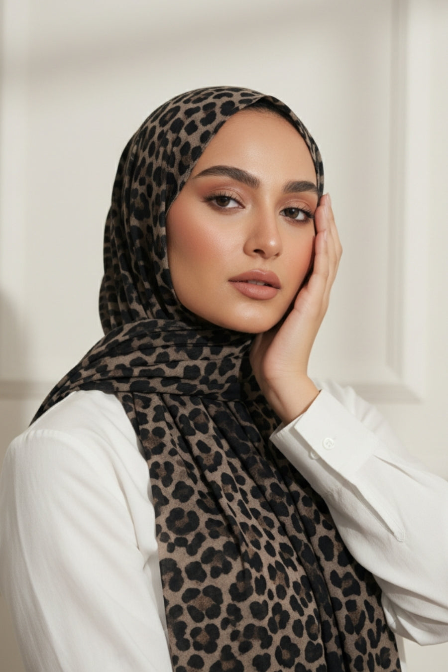 Printed Viscose Modal Hijab - Velvet Panther