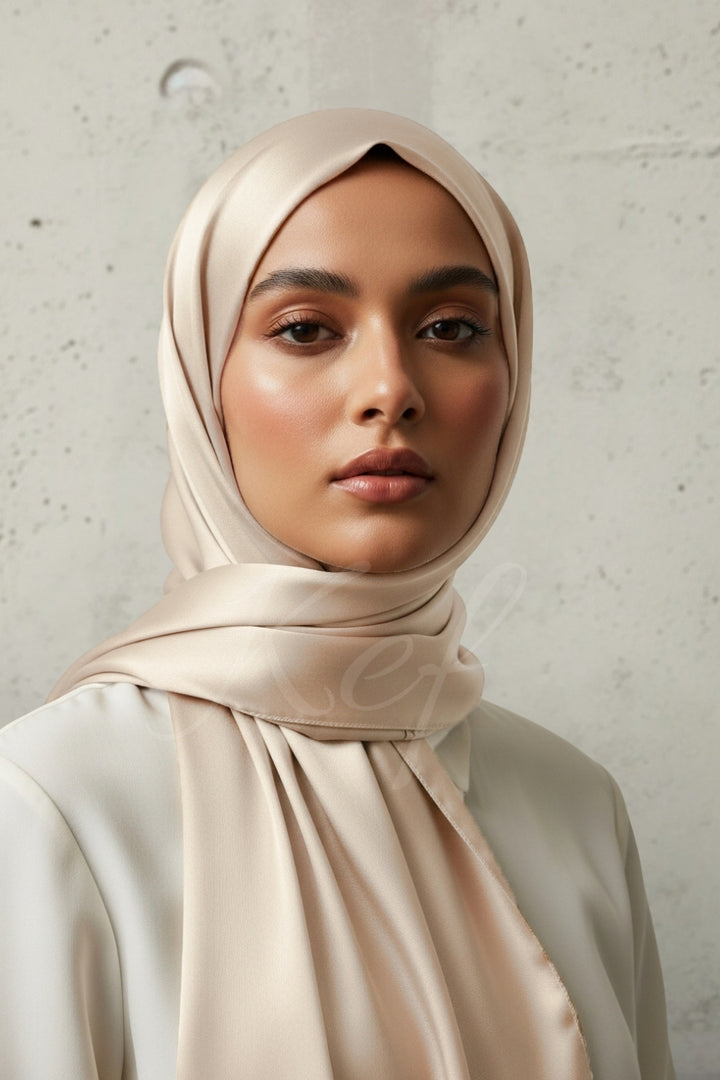 Plain Silk Hijab - Wheat