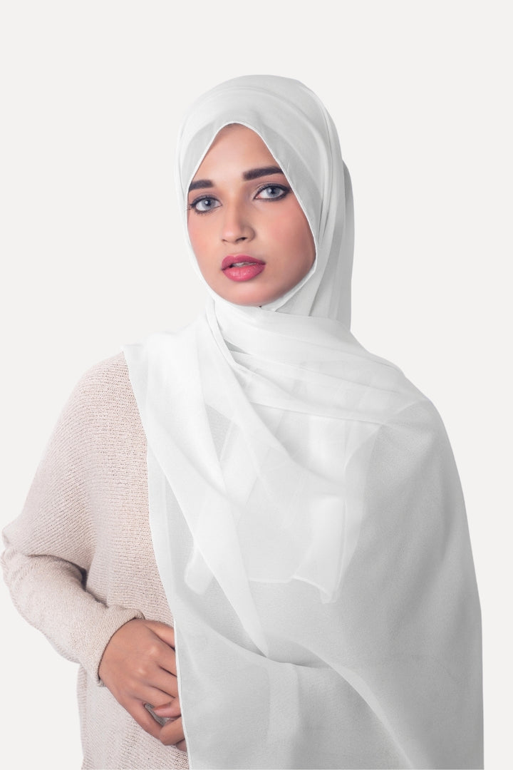 Georgette XL Hijab - White