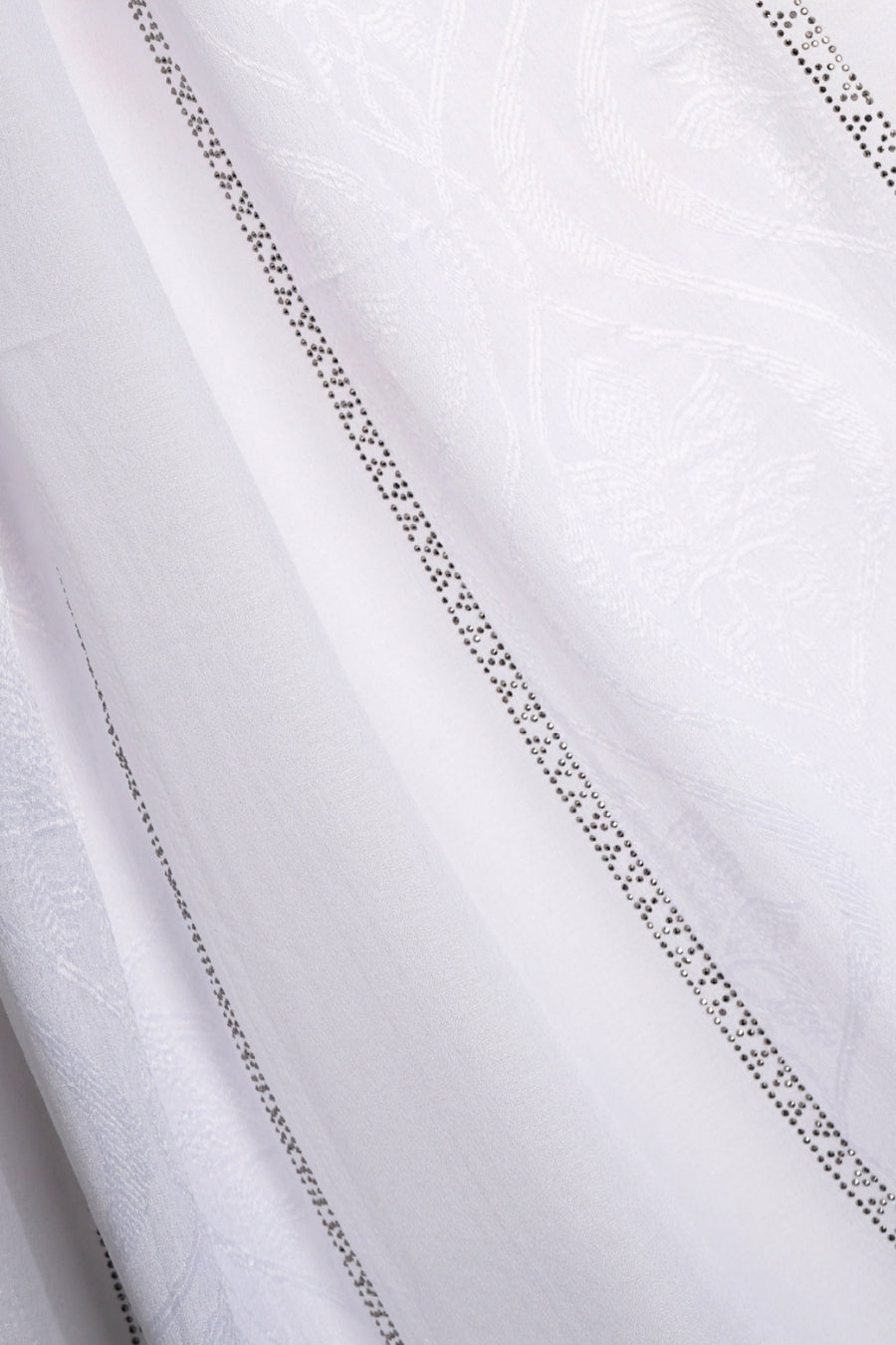 Striped Embroidery Chiffon - White