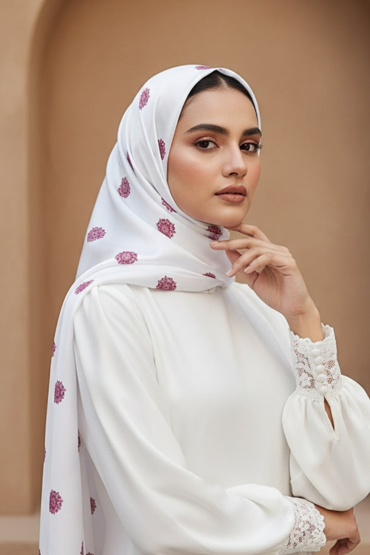 Block Print Silk - White