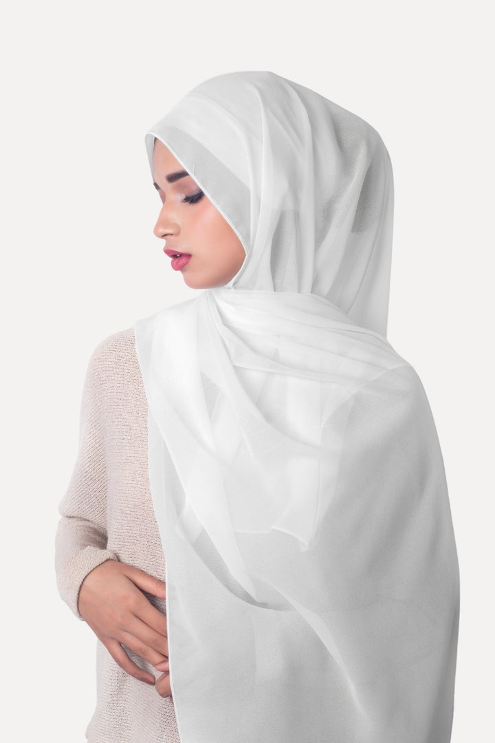 Georgette XL Hijab - White