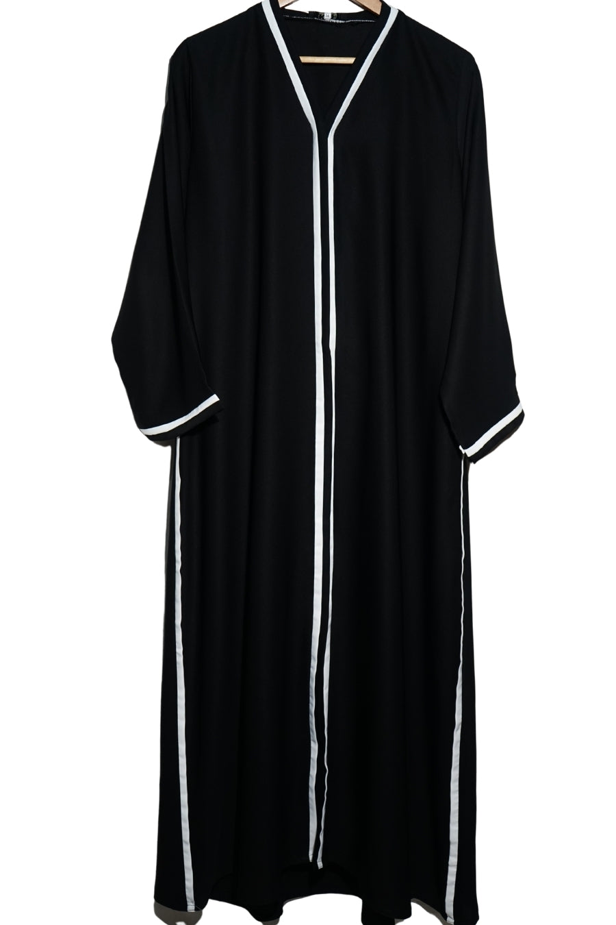 White Striped Black Abaya