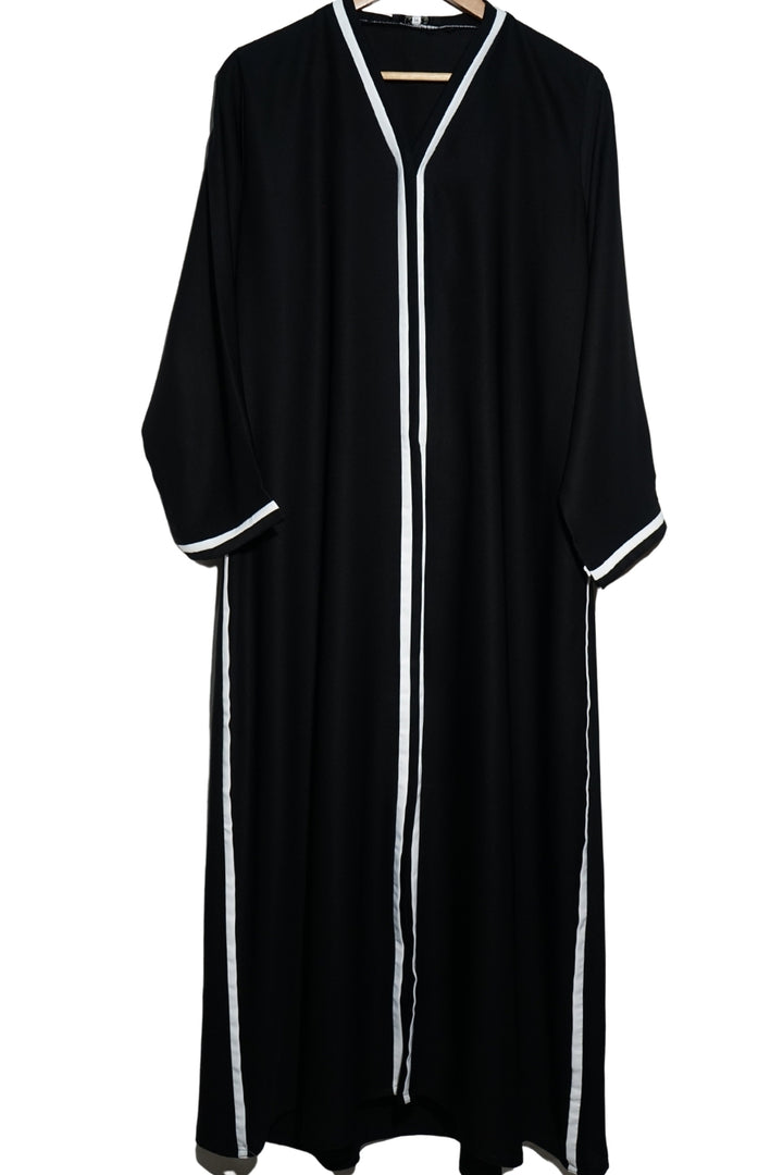 White Striped Black Abaya