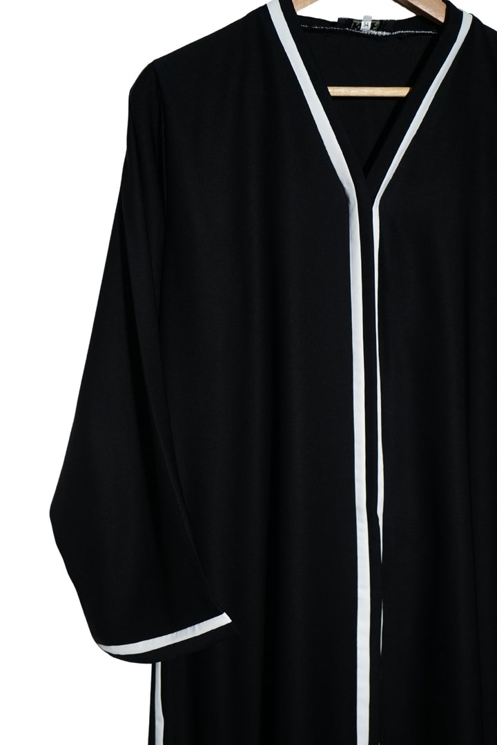 White Striped Black Abaya