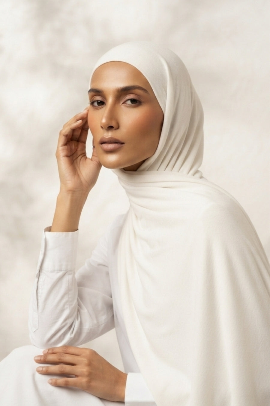 Plain Jersey Hijab - White