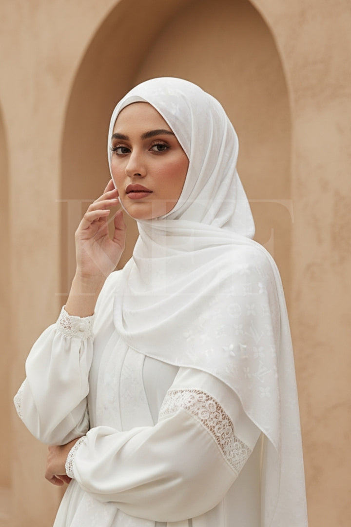 LV Cashmere Hijab -  White
