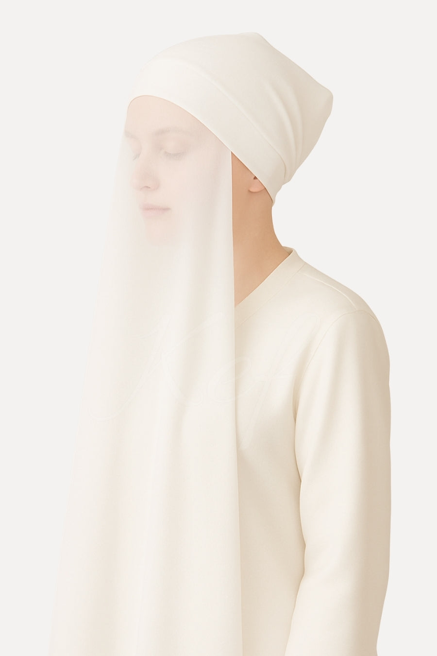 Instant Georgette with Cap - White