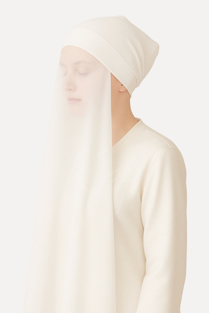 Instant Georgette with Cap - White