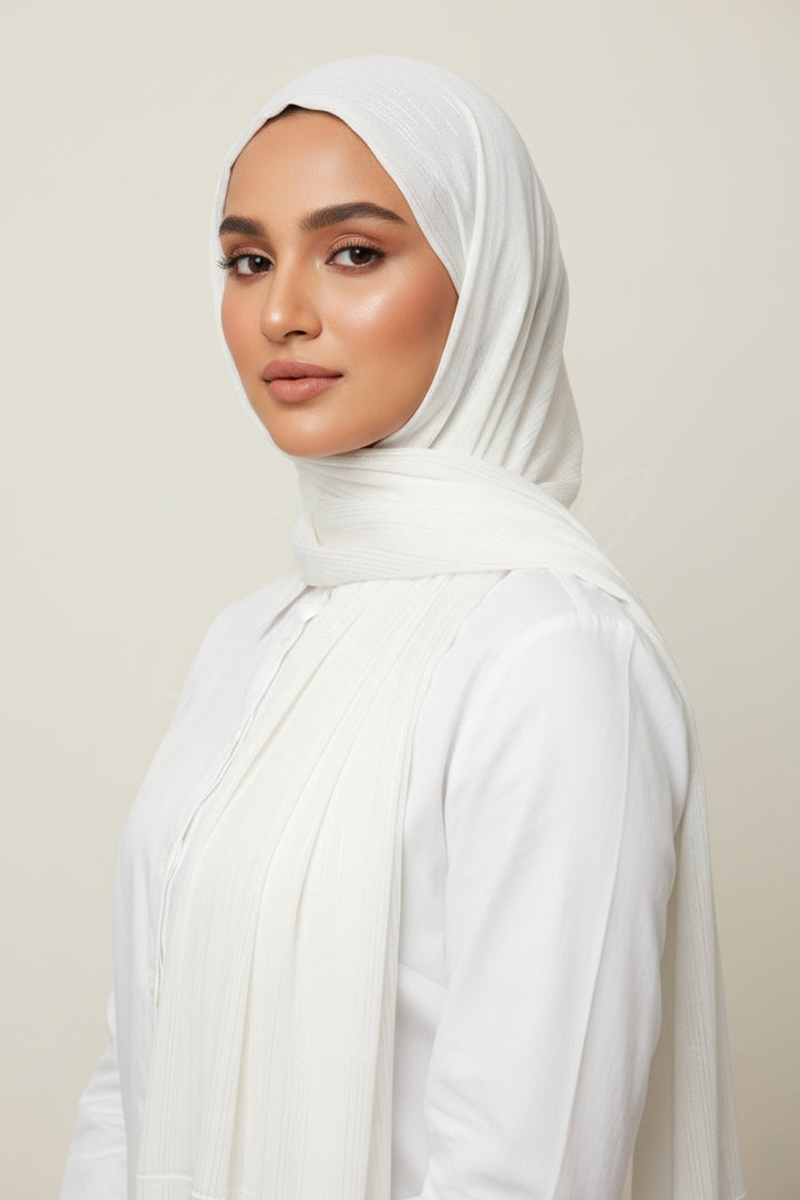 Metallic Chiffon - White