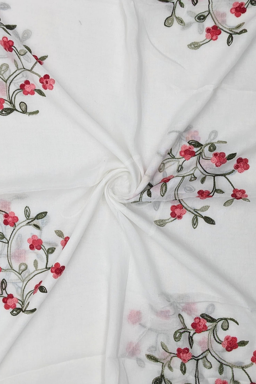Viola Embroidery Lawn Hijab - White