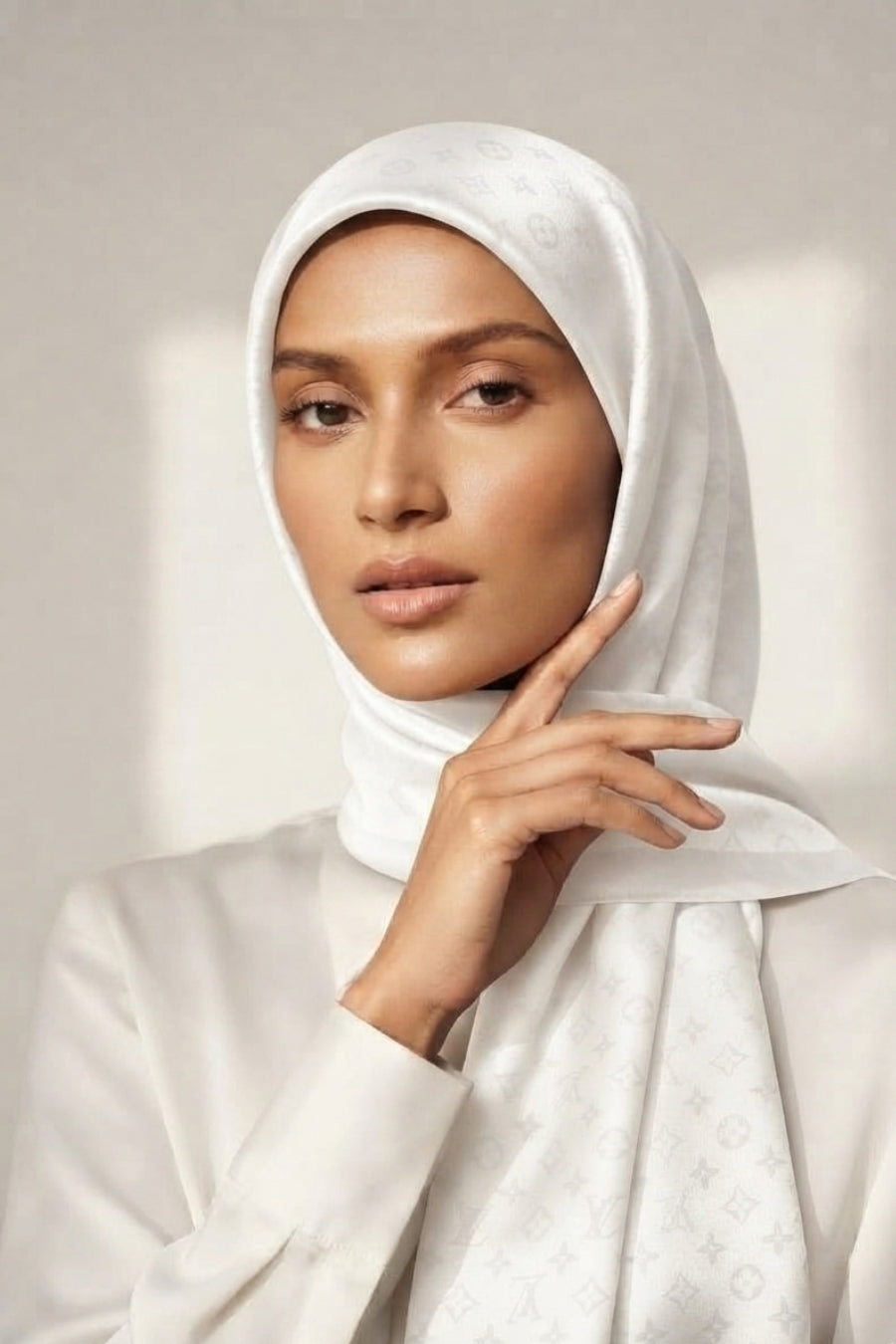 LV Cashmere Hijab -  White
