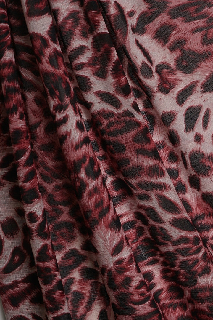 Printed Lawn Weave -  Wine Leopard
