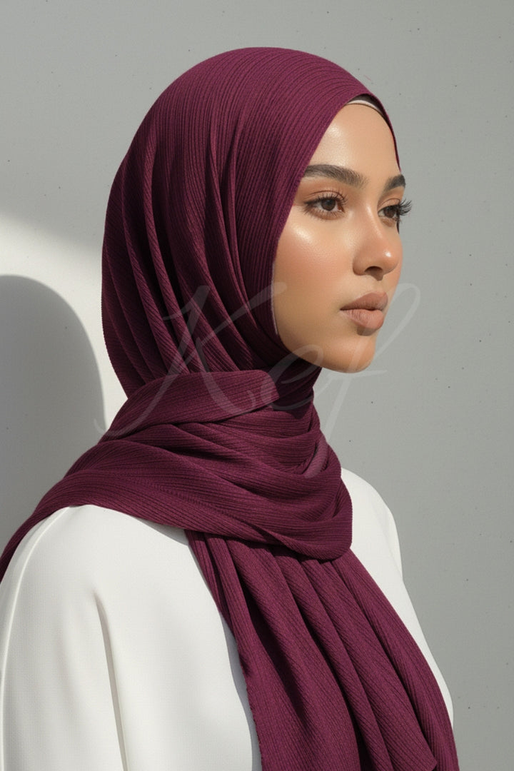 Crinkle Chiffon Hijab - Wine (Matte)