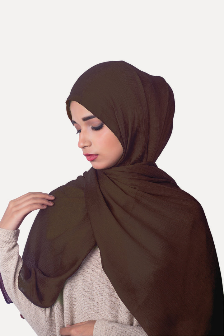 Crinkle Chiffon Hijab - Brunette (Shimmer)