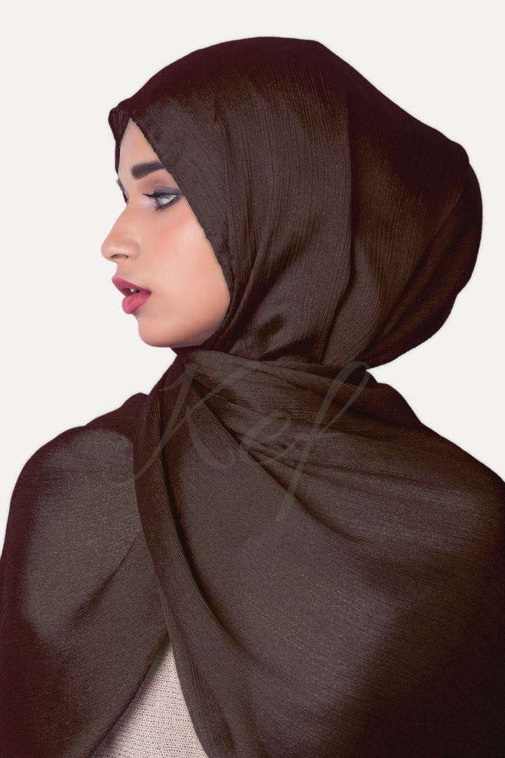 Crinkle Chiffon Hijab - Brunette (Shimmer)