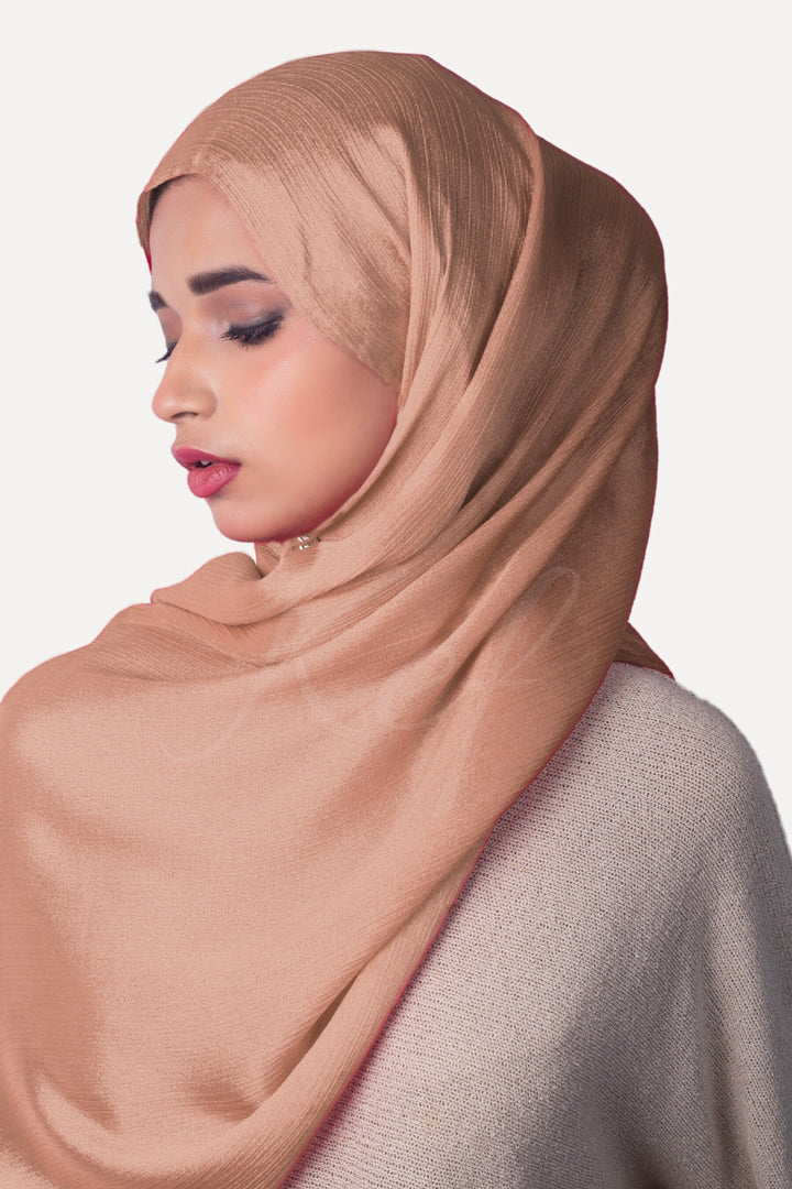 Crinkle Chiffon Hijab - Flamingo (Shimmer)