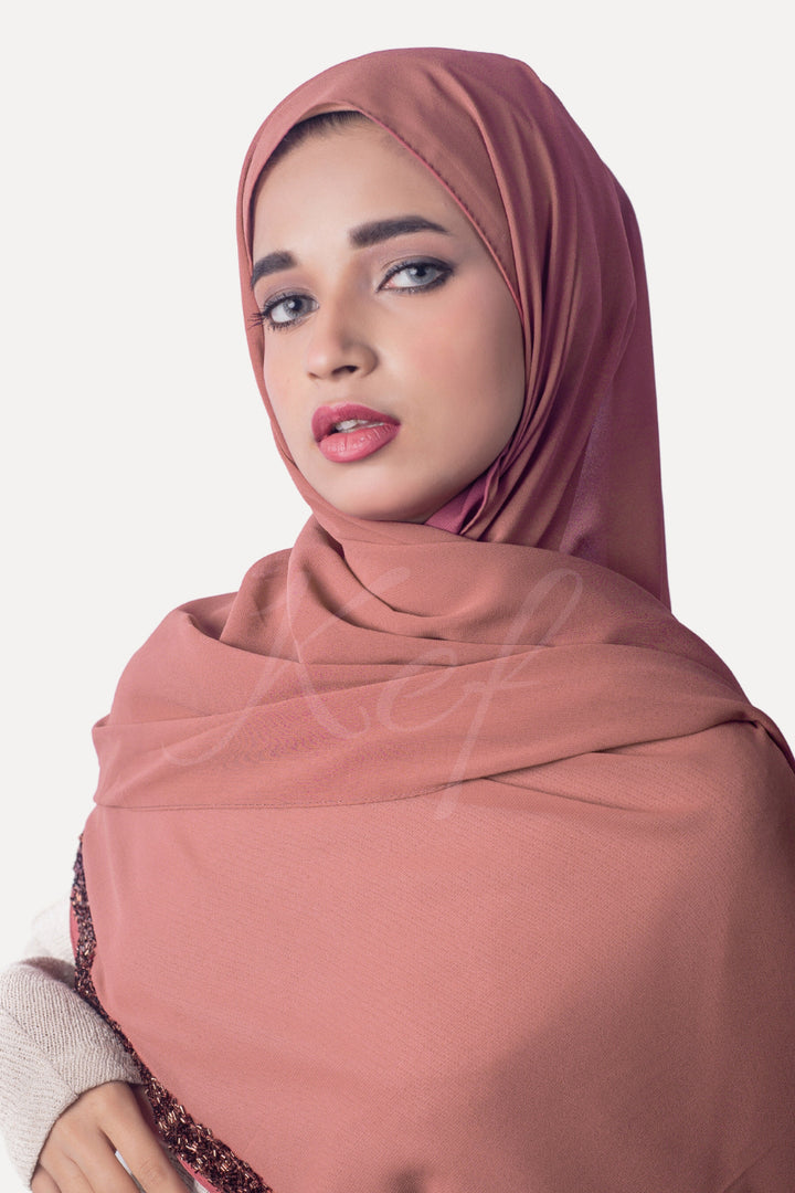 Lace Georgette Hijab - Mauve